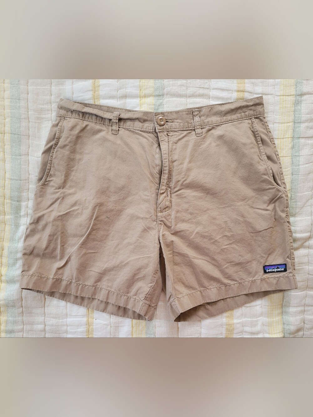 Patagonia Khaki Shorts Men's Lightweight All-Wear Organic Cotton Hemp Sz 35